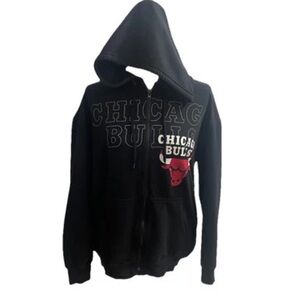 Chicago Bulls NBA Sweatshirt Jacket  Size L Black Hooded Zip Up